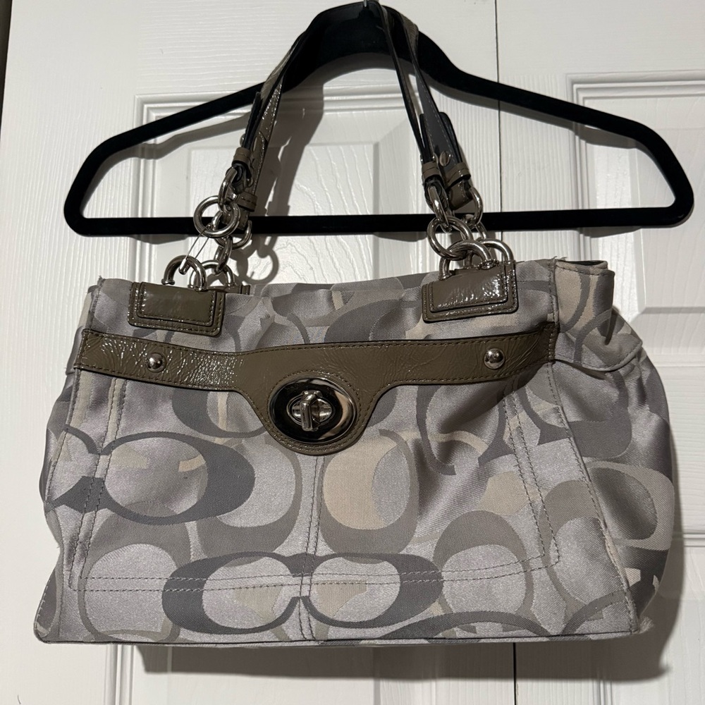Coach Penelope Optic Satchel Beige Handbag 12” Wide X 8” Tall